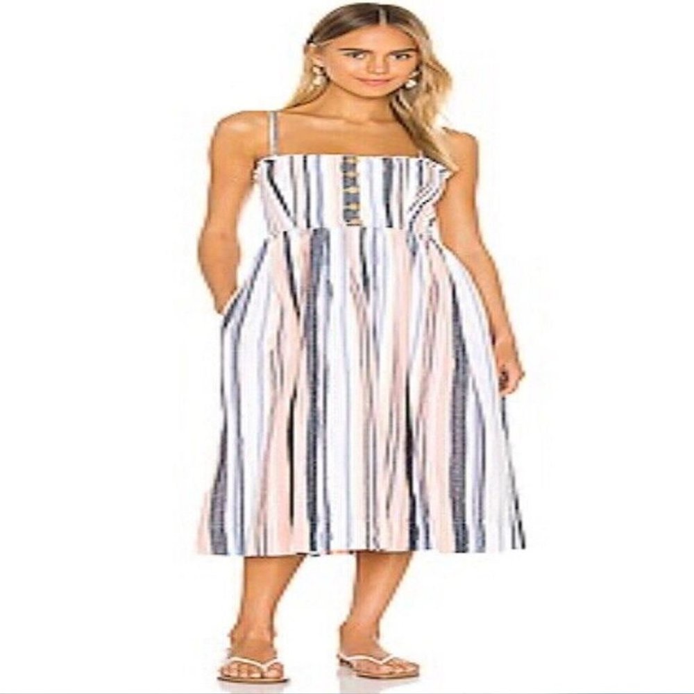 Free People Maxi Dress White Lilah Strapless Stripe Boho Cotton Sundress Small